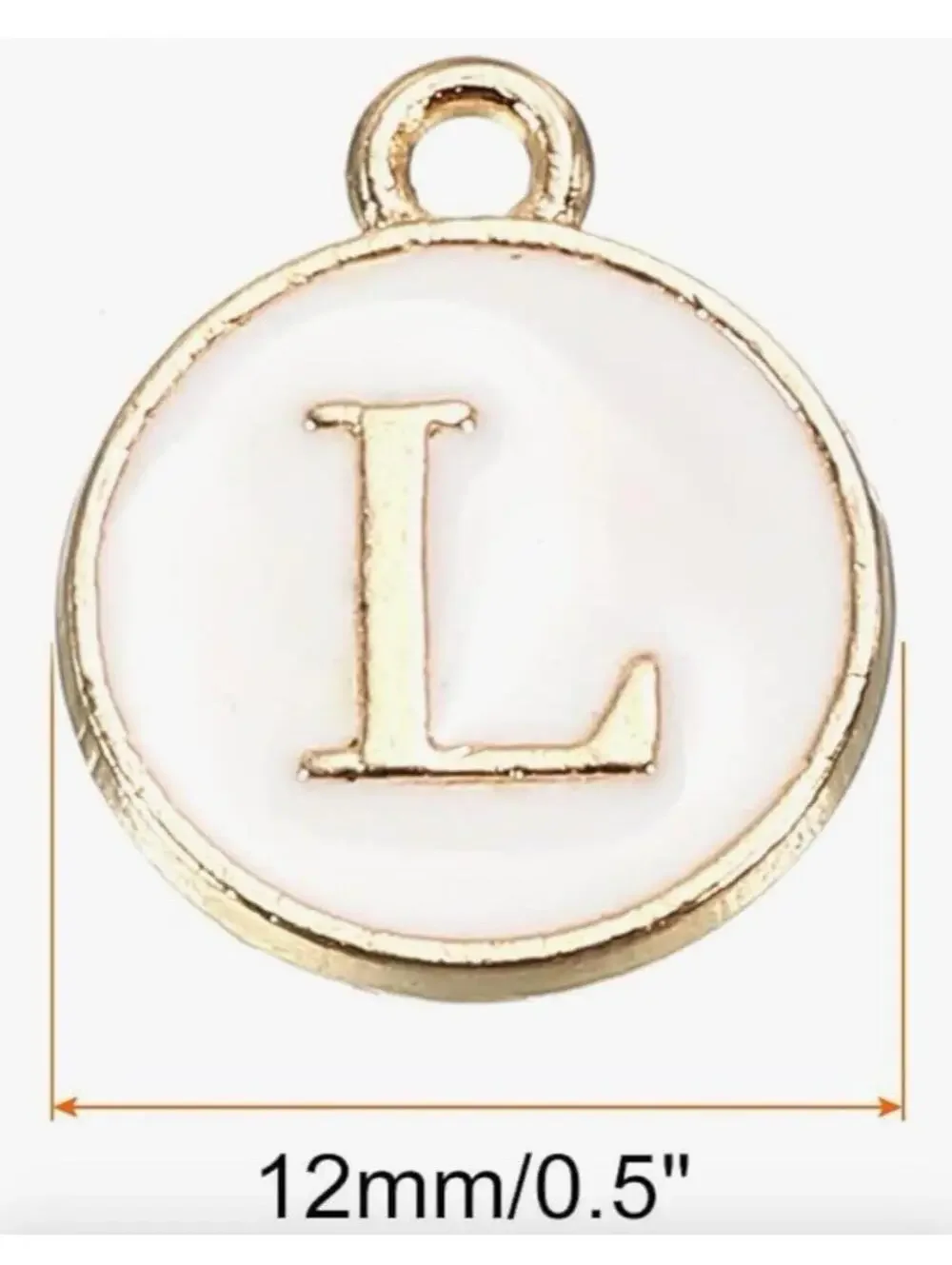 White Enamel Letter L Charms Gold Tone Alphabet Pendant 50pcs Jewelry DIY -NEW